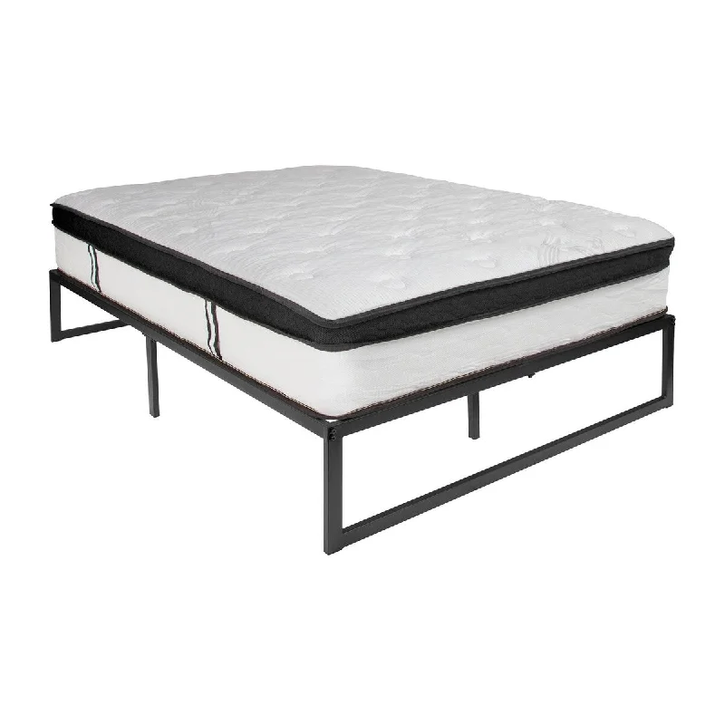 Offex 14" Bed Frame w/ 12" Memory Foam Pocket Spring Mattress - Full