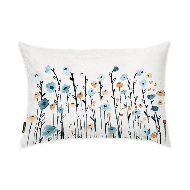 Oliver Gal 'Beautiful Growth' Floral and Botanical Decorative Pillow - Blue, White - Blue, White