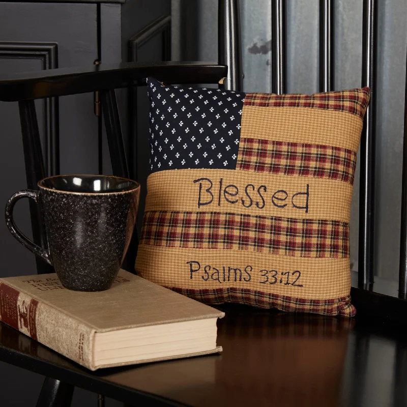 Patriotic Patch Pillow Blessed 10x10