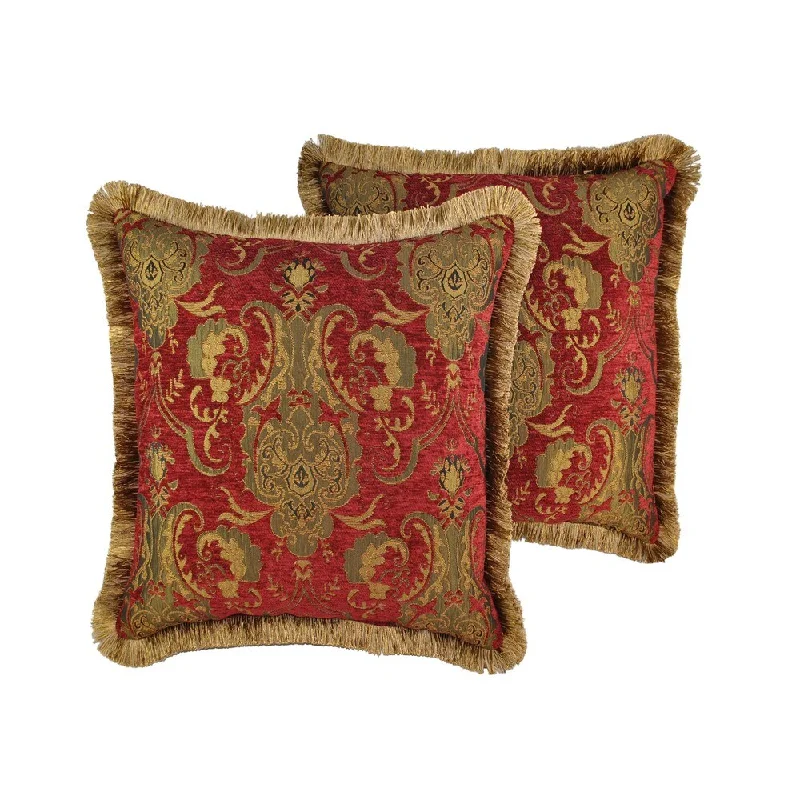 PCHF China Art Red 20-inch Decorative Throw Pillows (Set of 2)