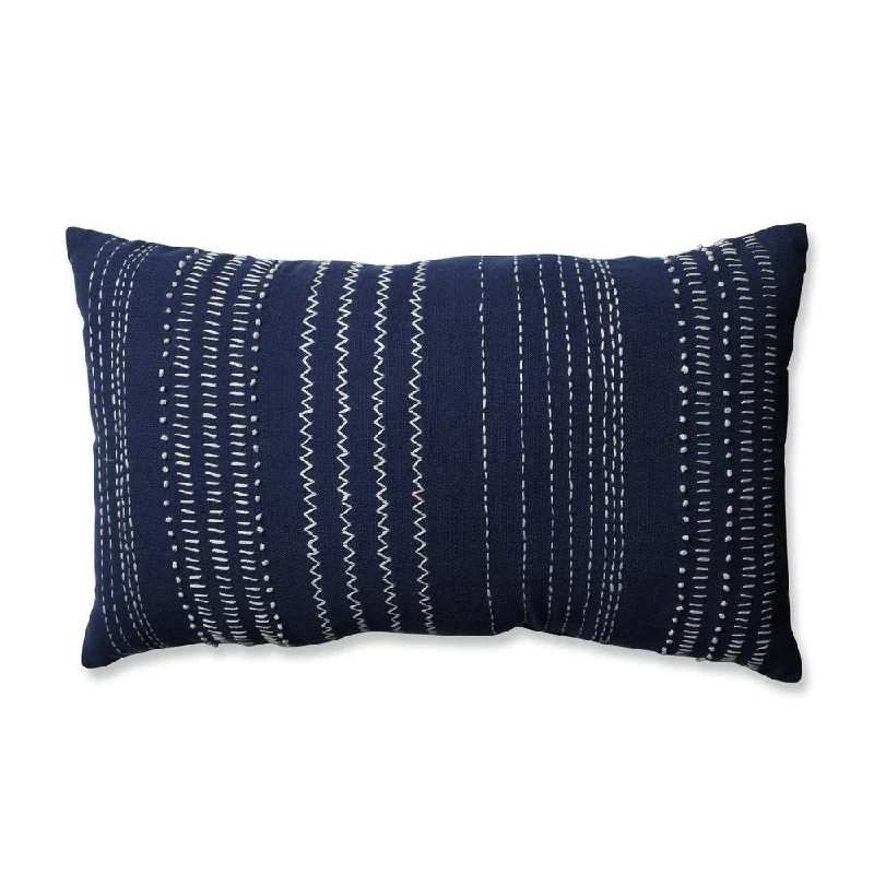 Pillow Perfect Tribal Stitches Navy-white Rectangular Throw Pillow