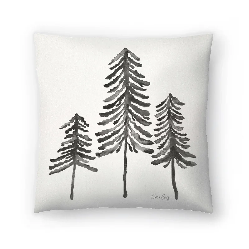 Pine Trees Black - Decorative Throw Pillow