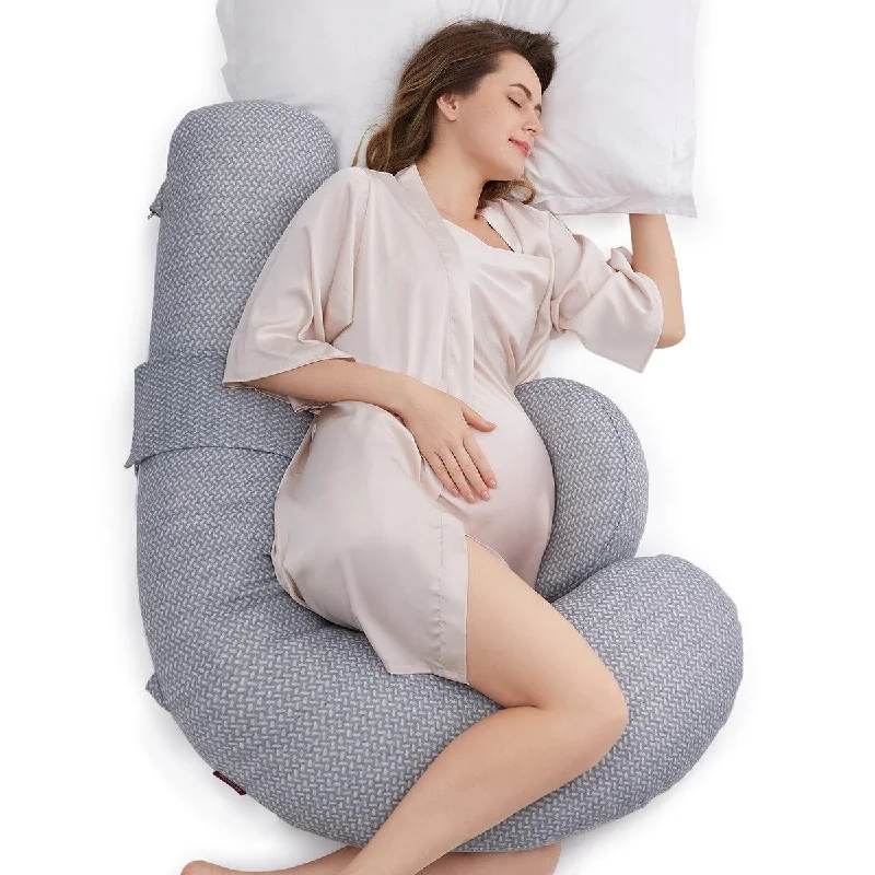 Pregnancy Pillow,Original F Shaped Maternity Pillow for Pregnant with Adjustable Wedge Pillow,Full Body Support Pregnancy Pillow