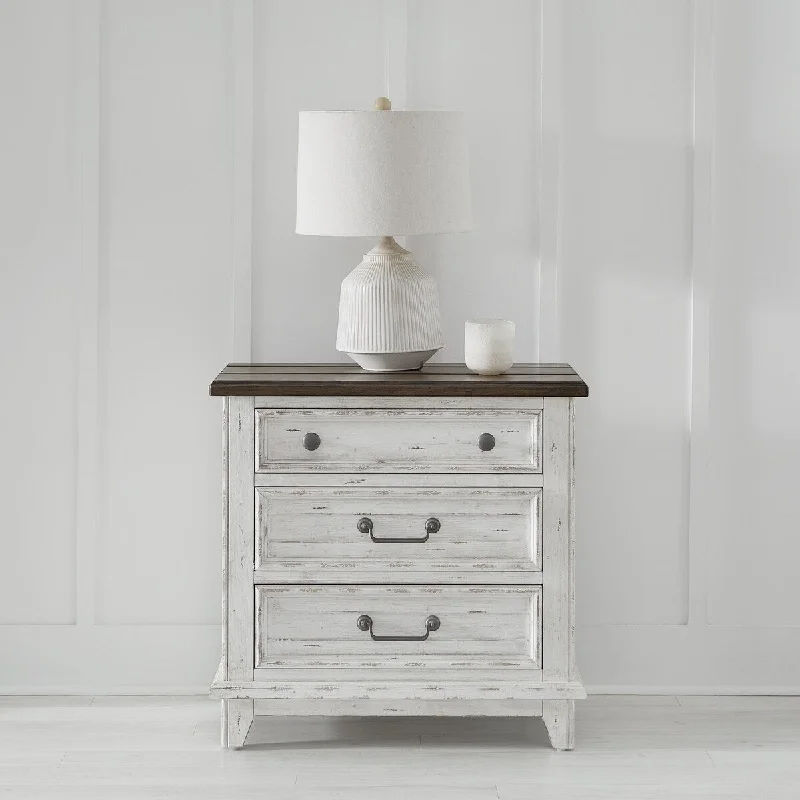 River Place Riverstone White & Tobacco Nightstand with Charging Station