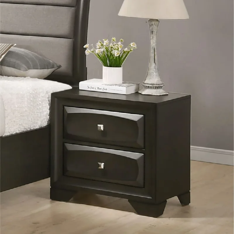 Roundhill Furniture Oakland Antique Gray Finish Wood 2 Drawers Nightstand