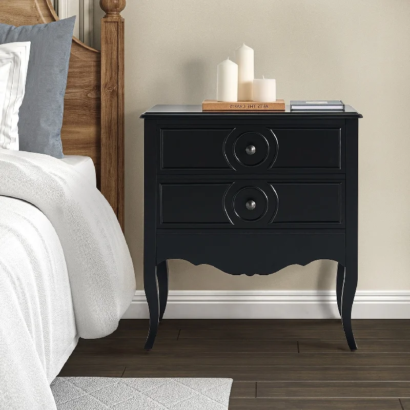 Sidney Traditional 3-Drawer Nightstand with Built-In Outlets and USB by HULALA HOME