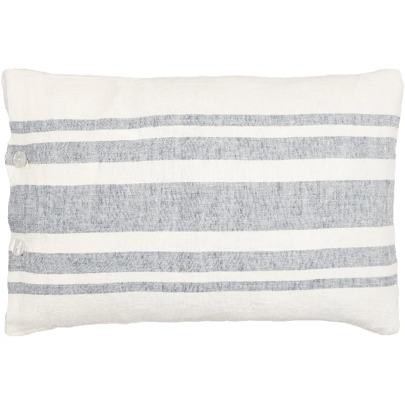 Sidrah Blue and Cream Linen Stripe Throw Pillow