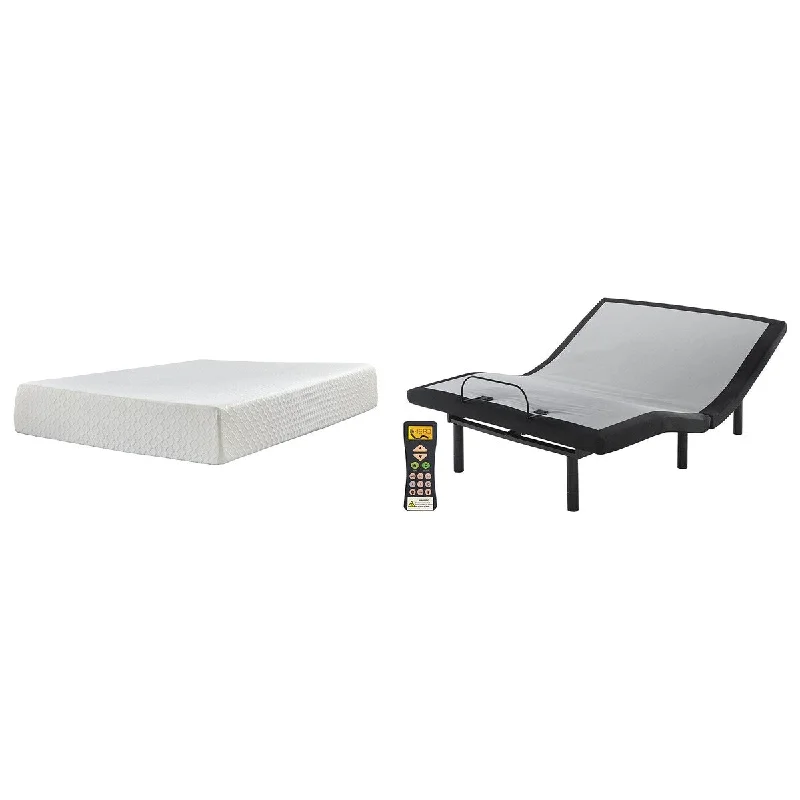 Signature Design by Ashley Chime 12 Inch Memory Foam Black/White 2-Piece Mattress Package