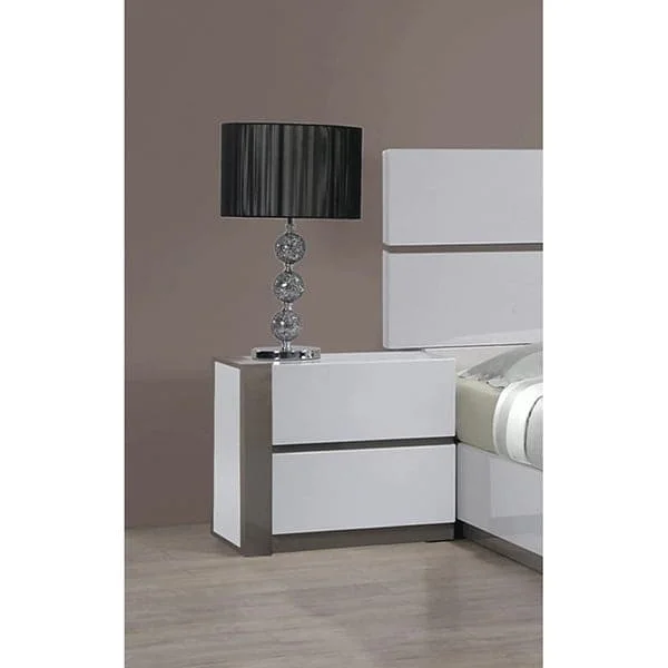 Somette Mehdi Gloss White/ Grey Left 2-drawer Nightstand