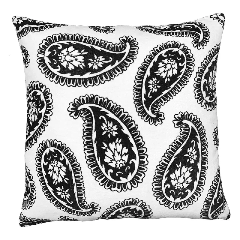 Square Accent Throw Pillow,Print, With Filler, Black, White