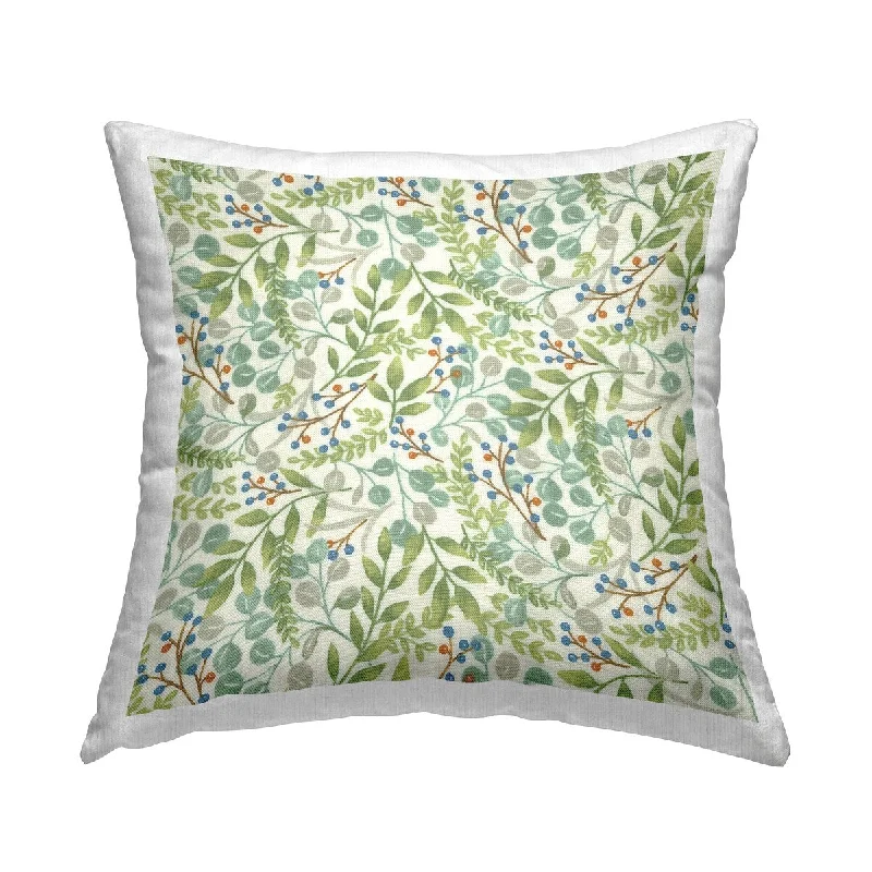 Stupell Green Nature Leaves Sprouts Printed Throw Pillow Design by Deb Strain