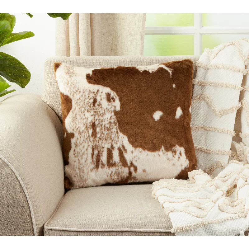 Urban Faux Cowhide Poly Filled Throw Pillow