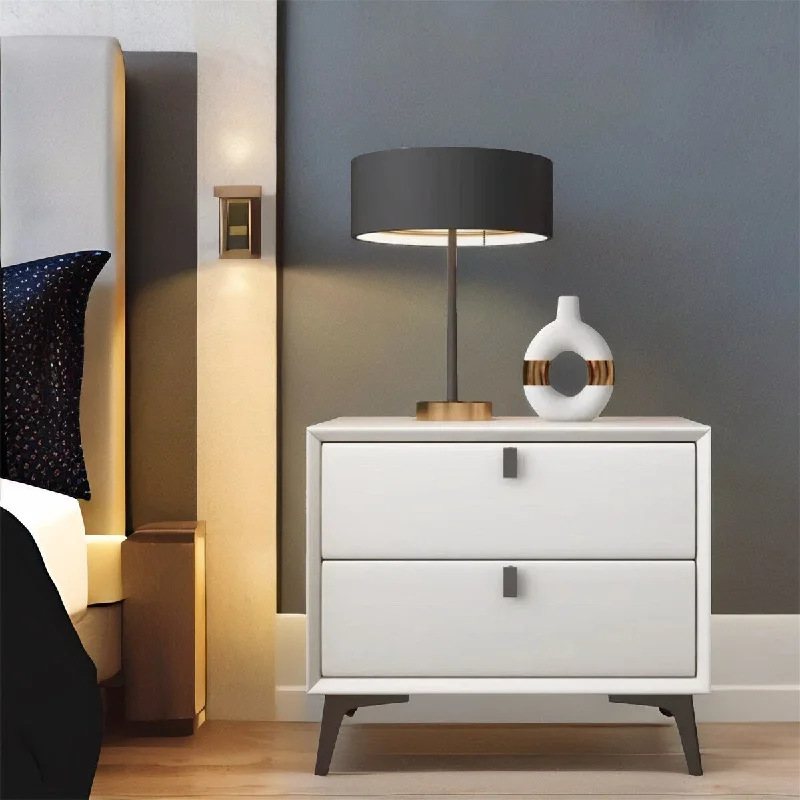 White Two Drawers Nightstand