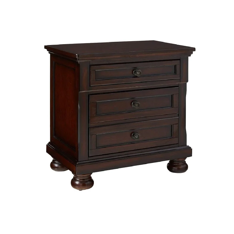 Wooden Nightstand in Dark Cherry Finish