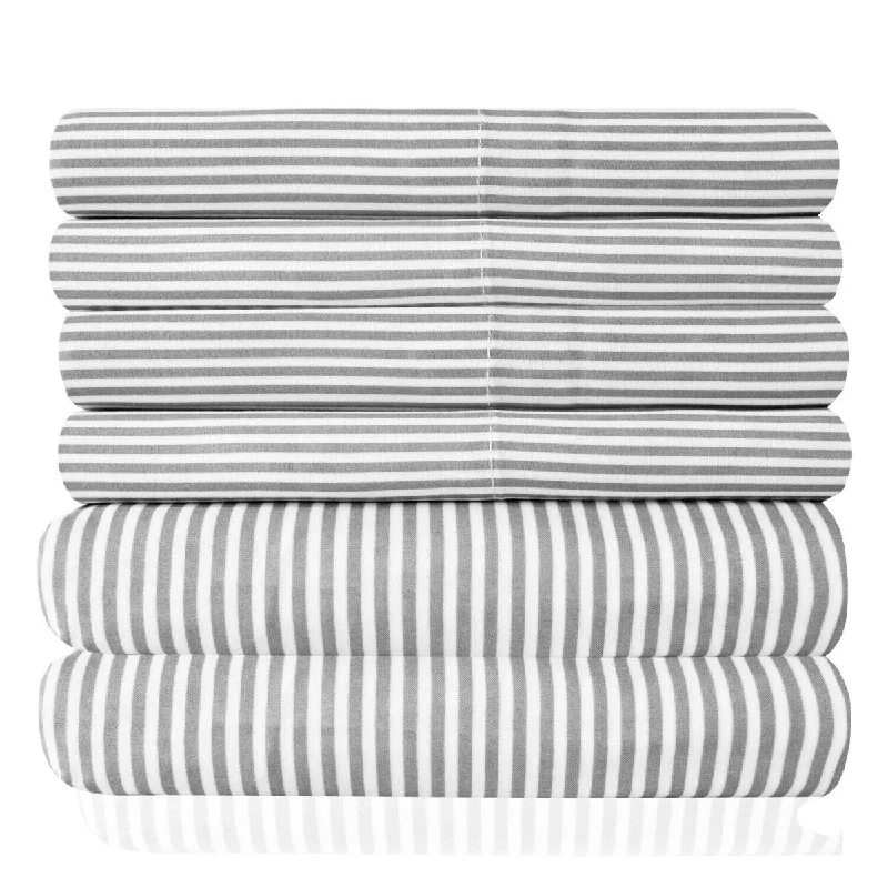 1500 Count Classic Stripe 6-Piece Microfiber Sheet Set