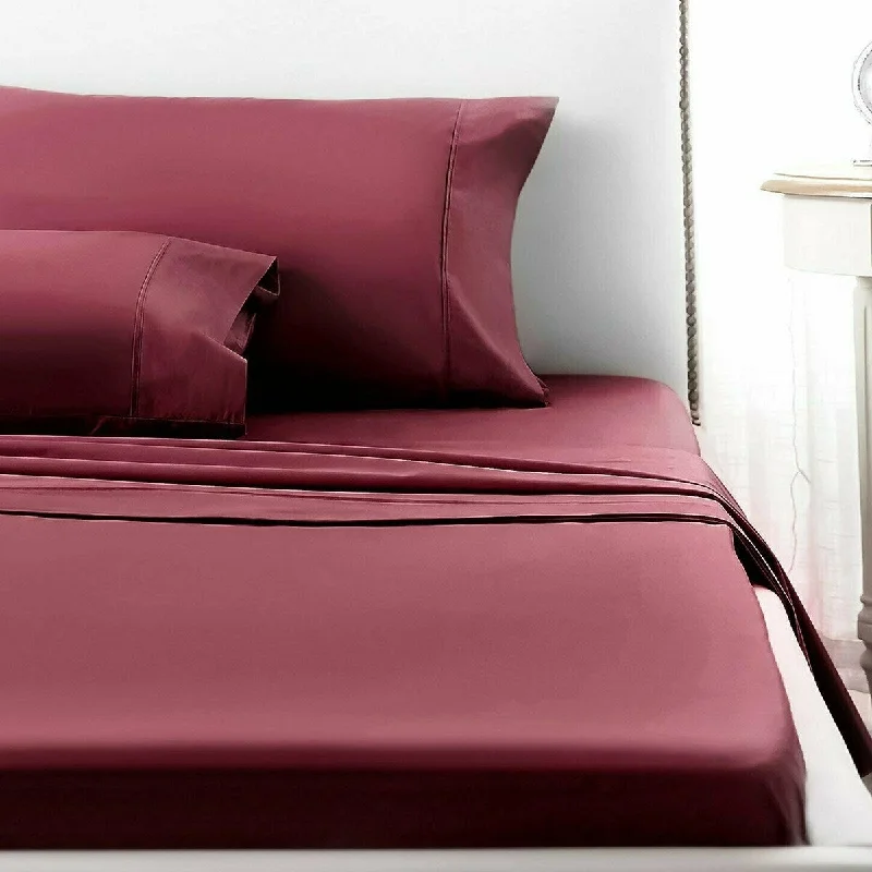 4 Piece Deep Pocket 1800 Count Luxury Sheet Set Twin Bugandy