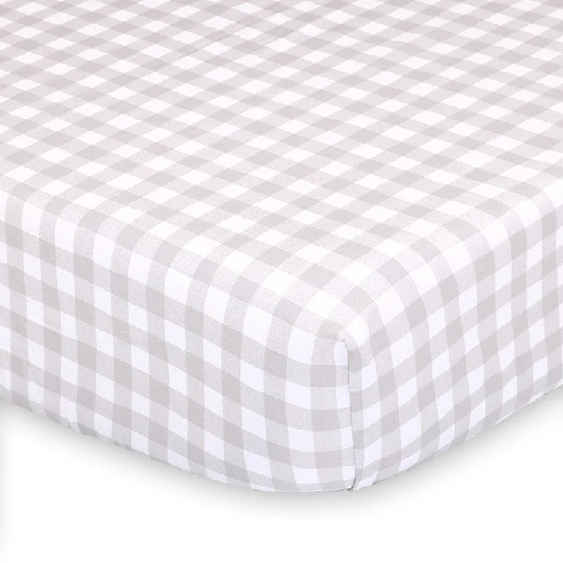 Farmhouse Grey Check Fitted Sheet by The Peanutshell