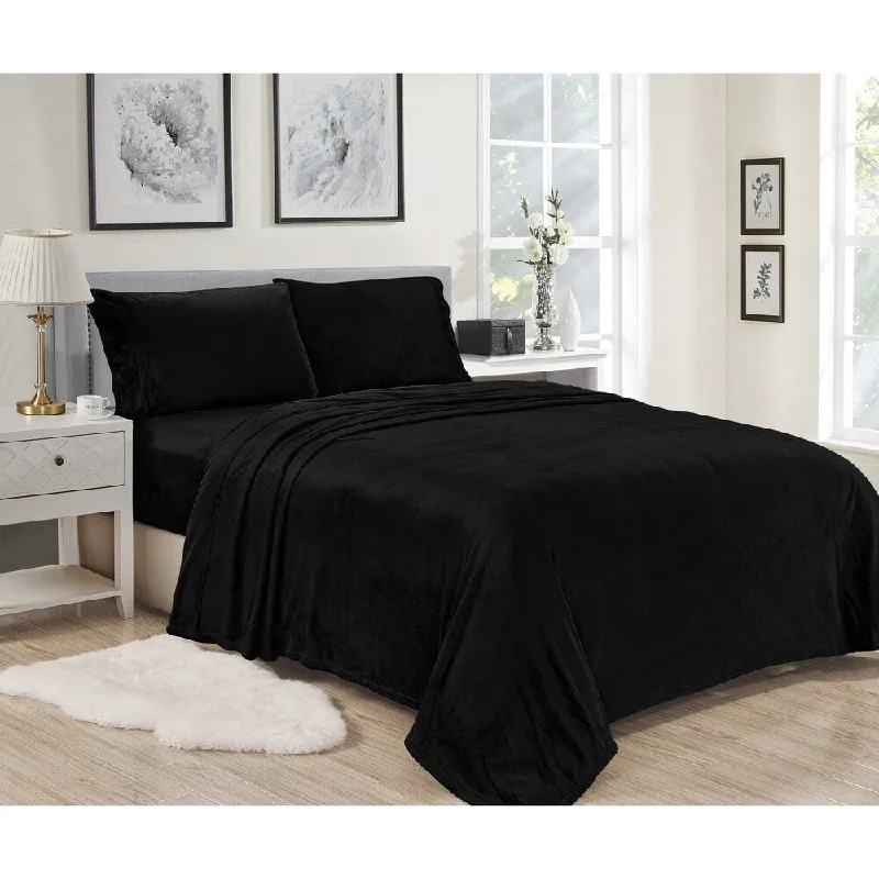 Lavana Microplush Sheet Sets Queen Black