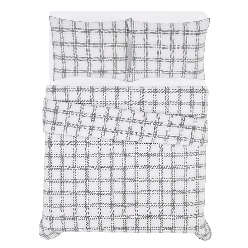 London Fog Printed Cotton Flannel 3 Piece Duvet Cover Set