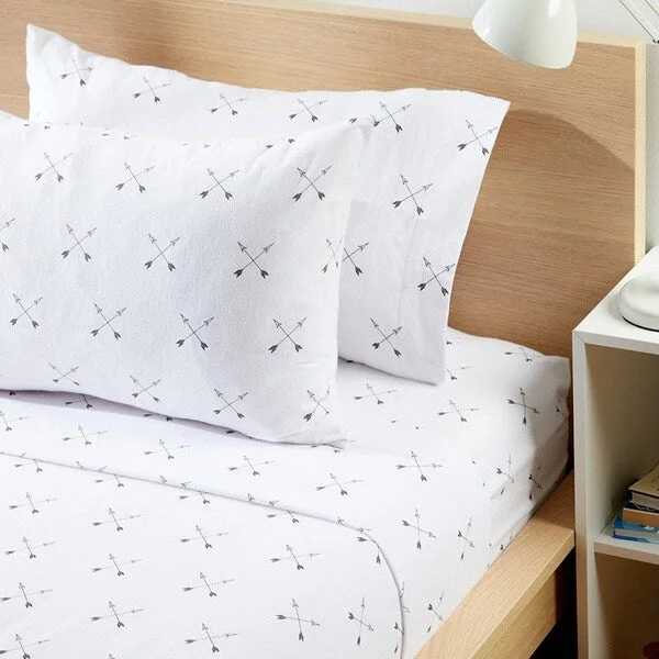 Modern Moon & Star Arrow Flannel Sheet Set