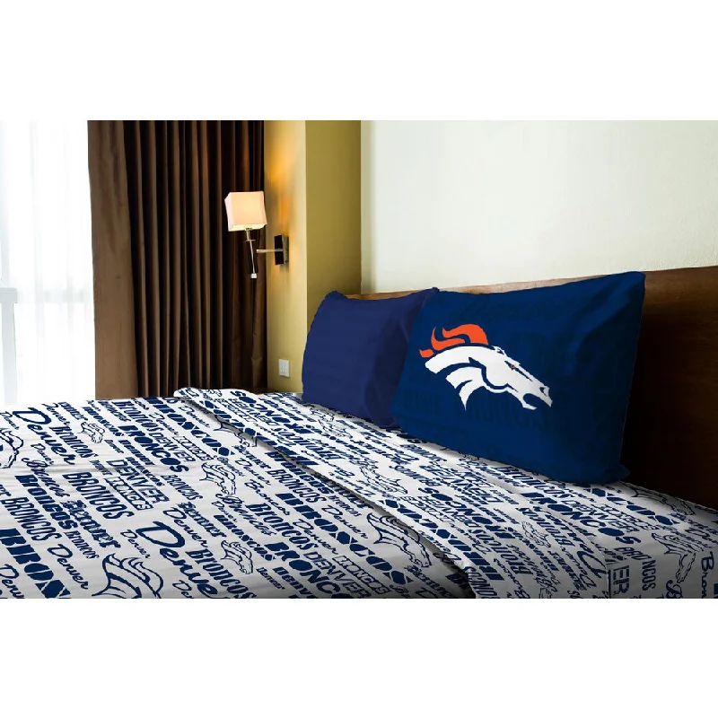 NFL 820 Broncos Anthem Twin Sheet Set - Blue