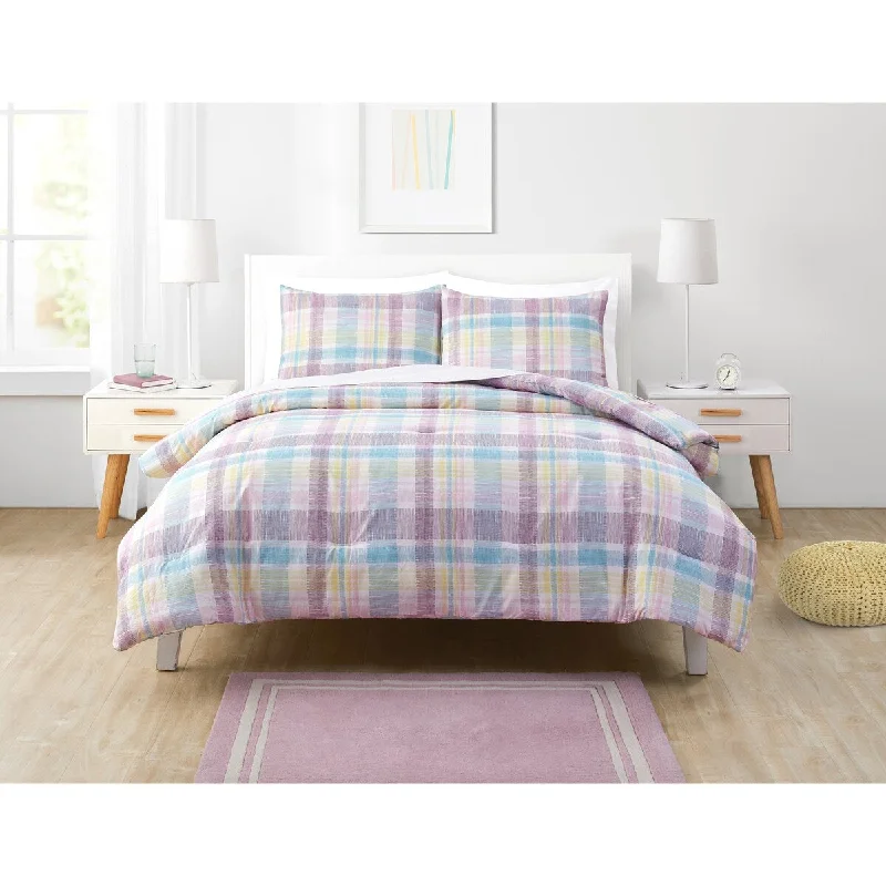 Olivia & Finn Madison Purple Plaid Comforter Set