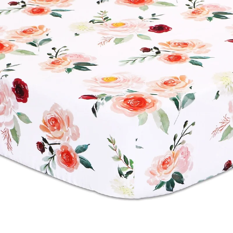 Rose Tossed Floral Fitted Sheet from The Peanutshell