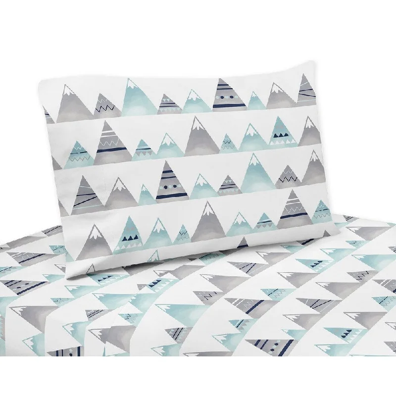 Sweet Jojo Designs Navy Blue, Aqua and Grey Aztec Mountains Collection 3-piece Twin Sheet Set