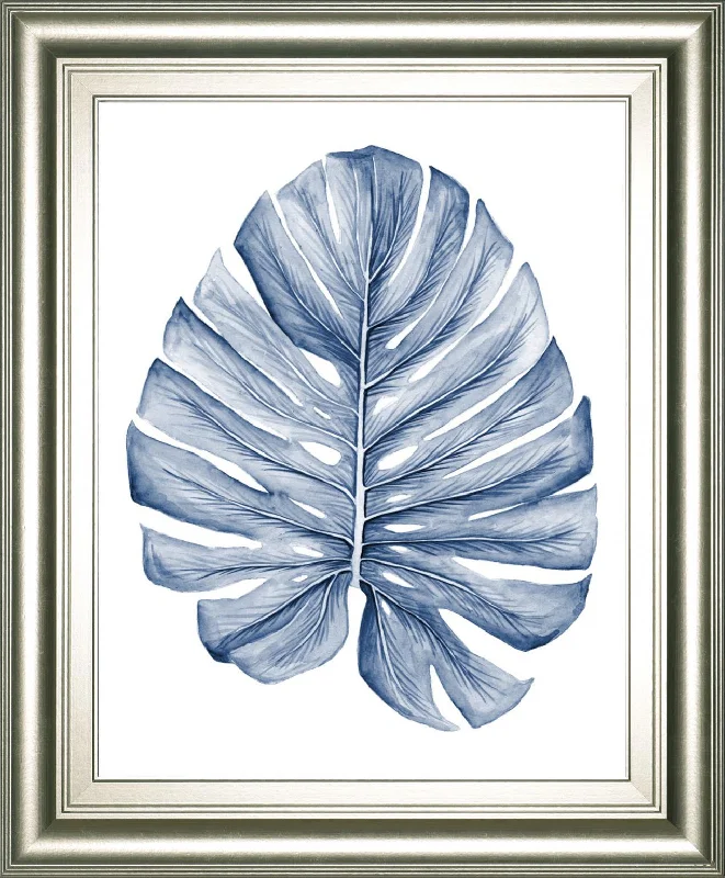 22x26 Indigo Tropical Leaves I By Megan Meagher - Blue