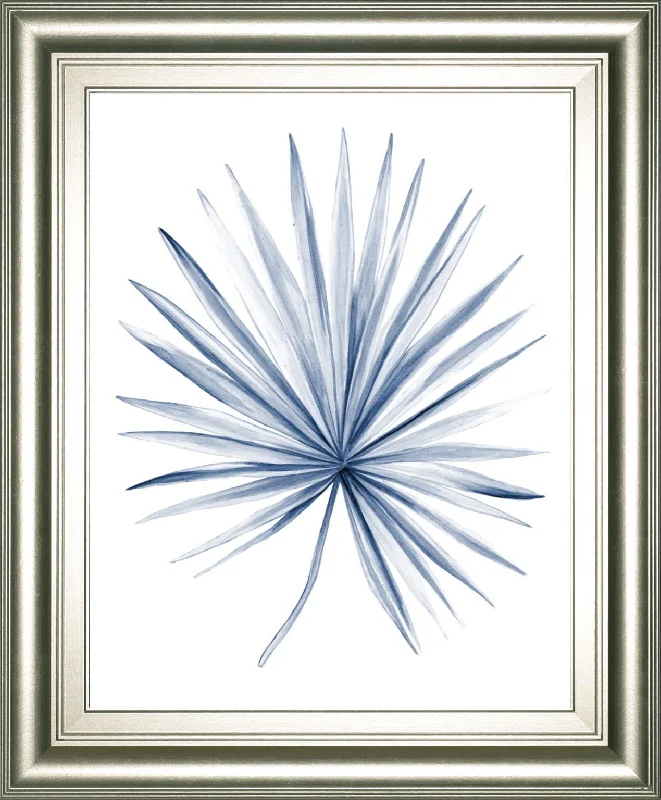 22x26 Indigo Tropical Leaves II By Megan Meagher - Blue