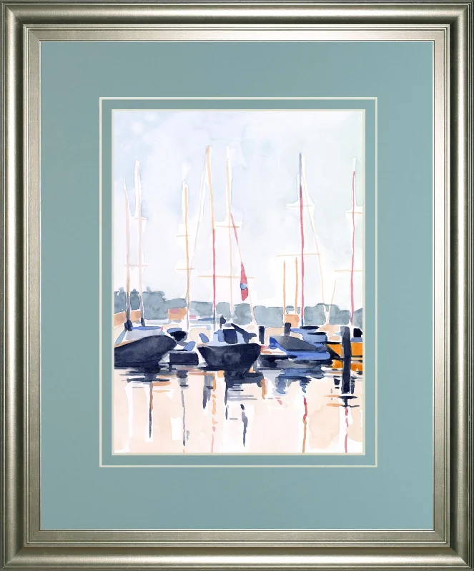 34x40 Watercolor Boat Club II By Emma Scarvey - Beige