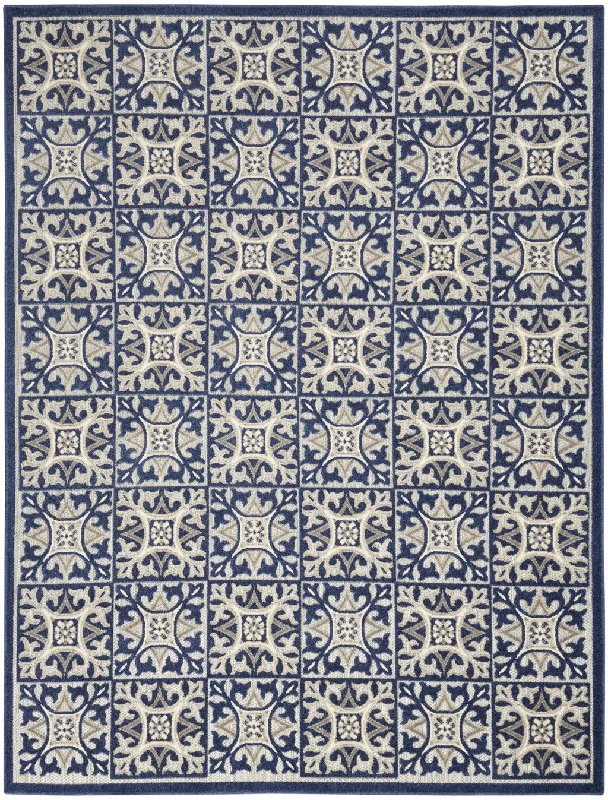 4' X 6' Fleur De Lis Stain Resistant Non Skid Area Rug - Blue