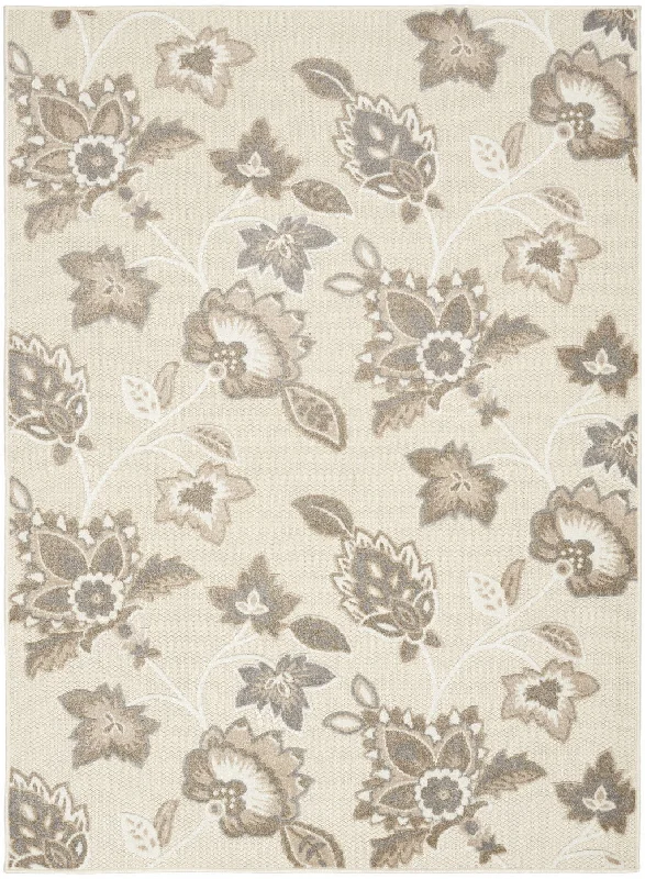 4' X 6' Floral Stain Resistant Non Skid Area Rug - Beige