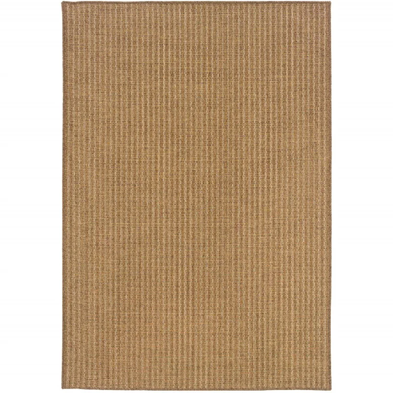 4' X 6' Striped Stain Resistant Outdoor / Indoor Area Rug - Tan