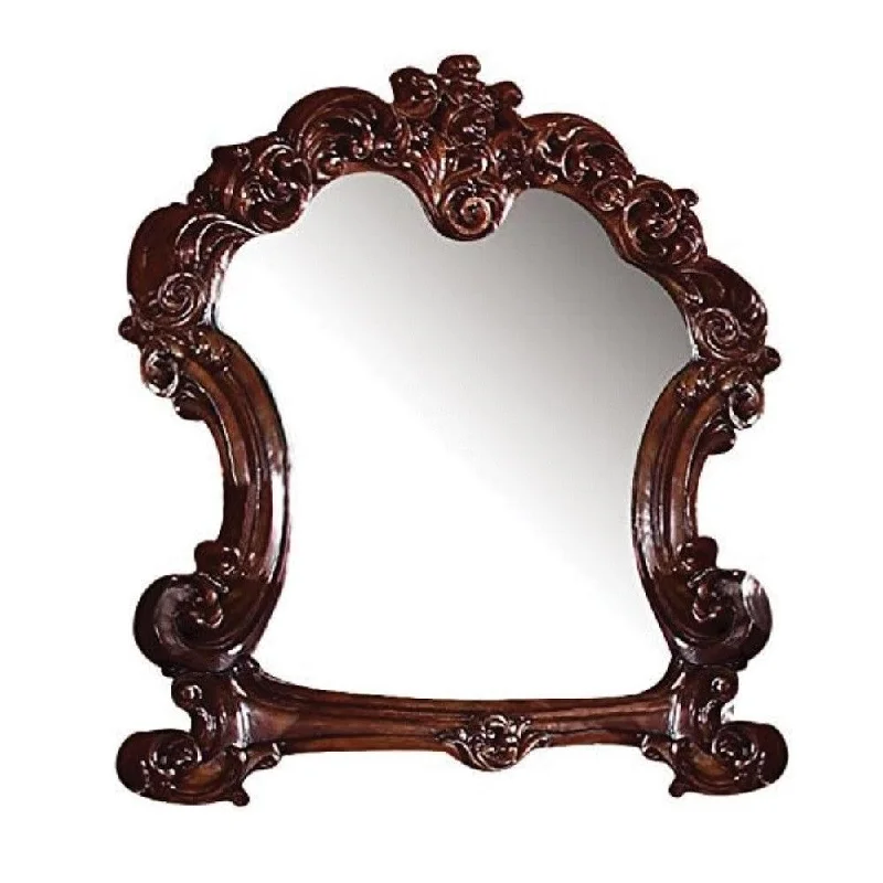 45" Crowned Top Solid Wood Framed Dresser Mirror - Brown