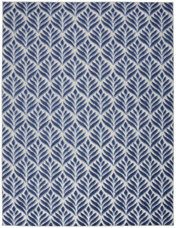 7' X 10' Floral Stain Resistant Non Skid Area Rug - Blue