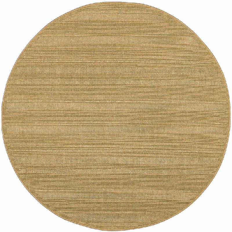 8' X 8' Round Stain Resistant Area Rug Indoor / Outdoor - Beige