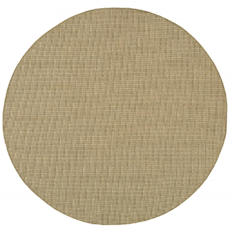 8' X 8' Round Stain Resistant Area Rug Outdoor / Indoor - Beige