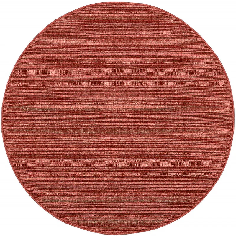 8' X 8' Round Stain Resistant Indoor / Outdoor Area Rug - Red