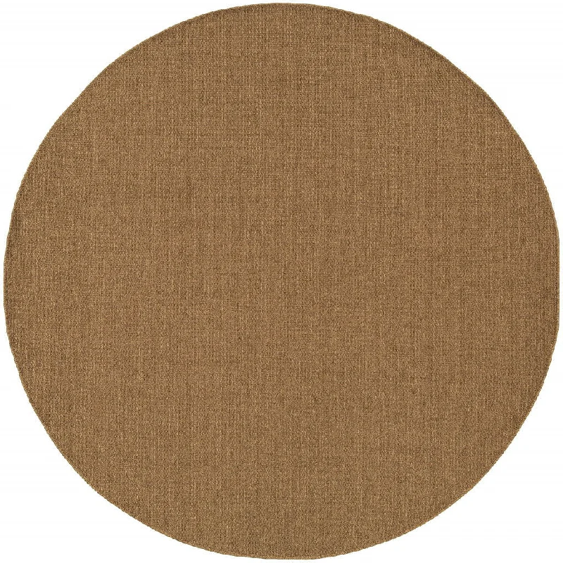 8' X 8' Round Stain Resistant Indoor & Outdoor Area Rug - Tan