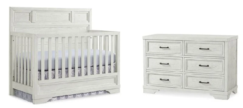 Foundry Convertible Crib and Dresser Package - White Dove