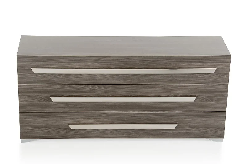 Gradient Lines Chrome 3 Drawer Dresser - Gray