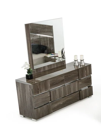 Lacquer Steel And Veneer Dresser - Gray