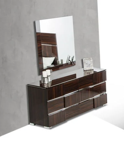 Lacquer Veneer And Steel Dresser - Ebony