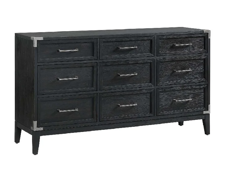 Laguna 9 Drawer Dresser - Weathered Oak, Black