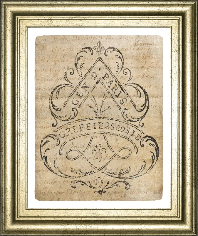 Letter Crest I Vintage V2 By Wild Apple Portfolio - Framed Print Wall Art - Pearl Silver