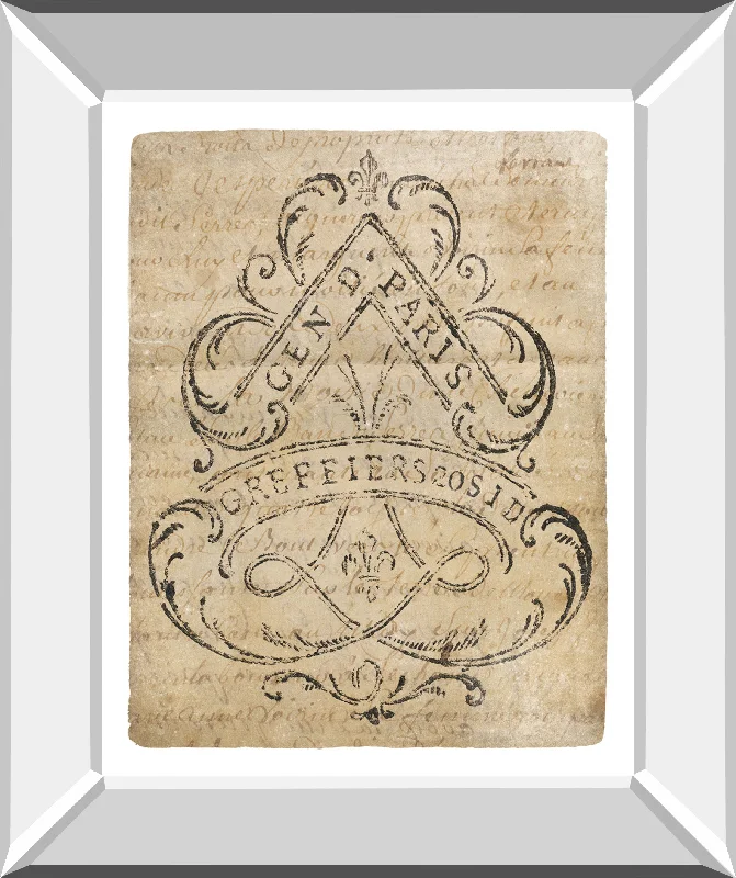 Letter Crest I Vintage V2 By Wild Apple Portfolio - Mirror Framed Print Wall Art - Beige