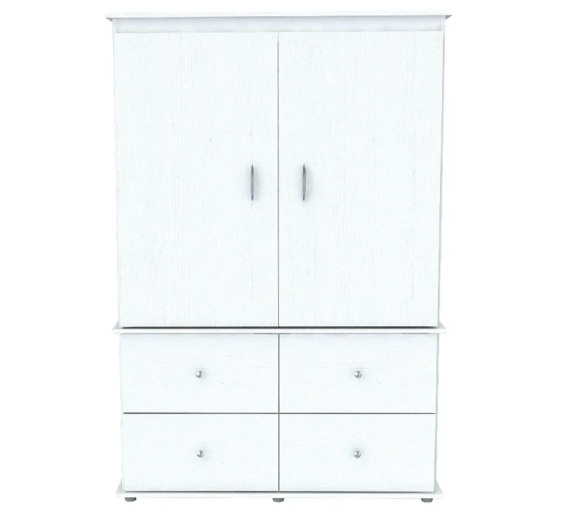 Melamine Mirrored Four Drawer Combo Dresser - White