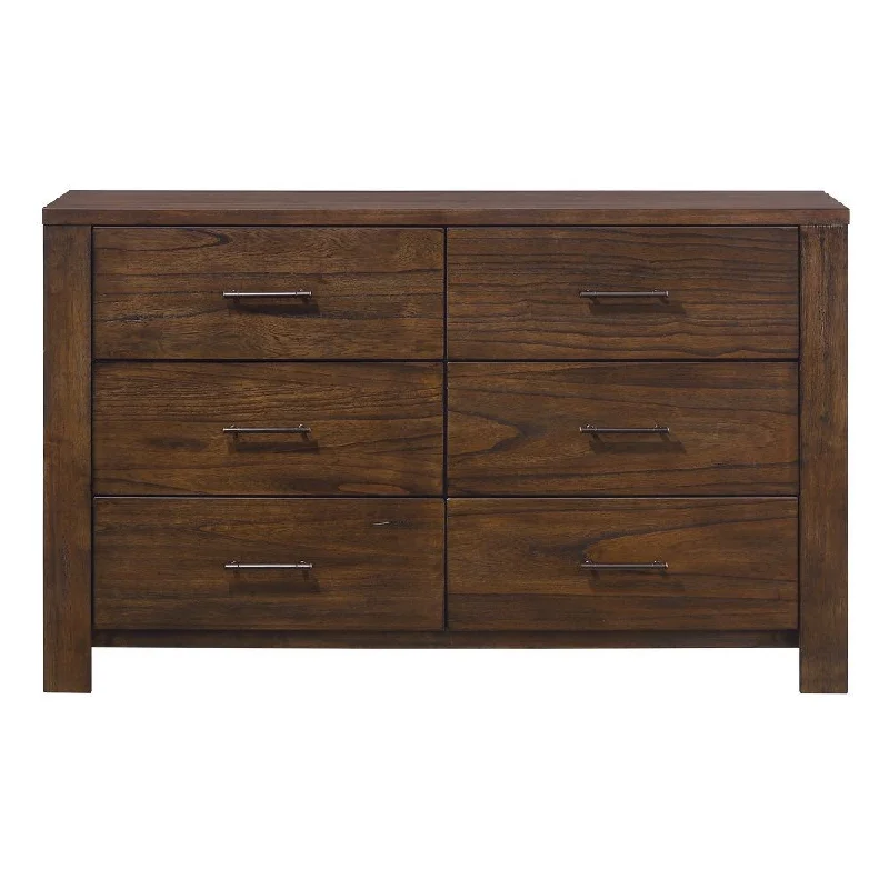 Metal Six Drawer Dresser - Brown