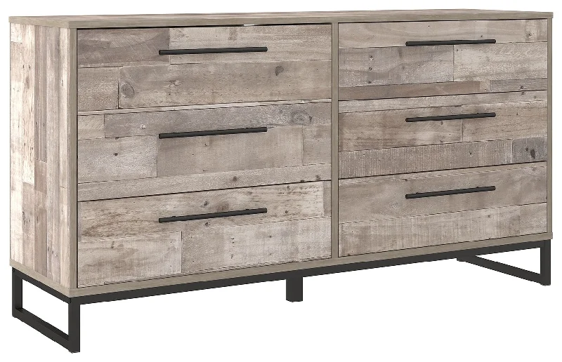 Neilsville - Whitewash - Six Drawer Dresser - Vinyl-Wrapped